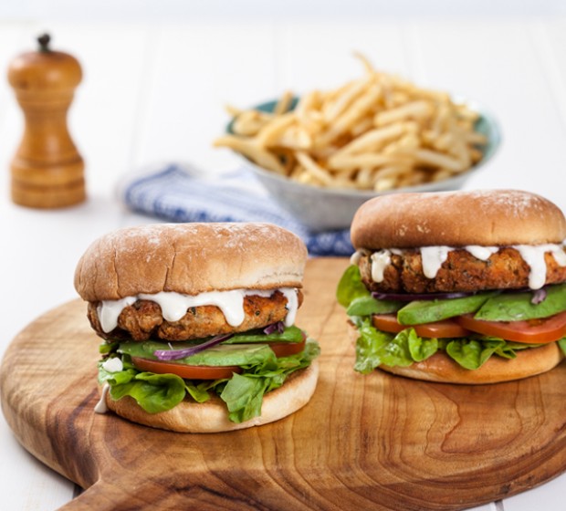 Salmon Burger with Seafood Sauce