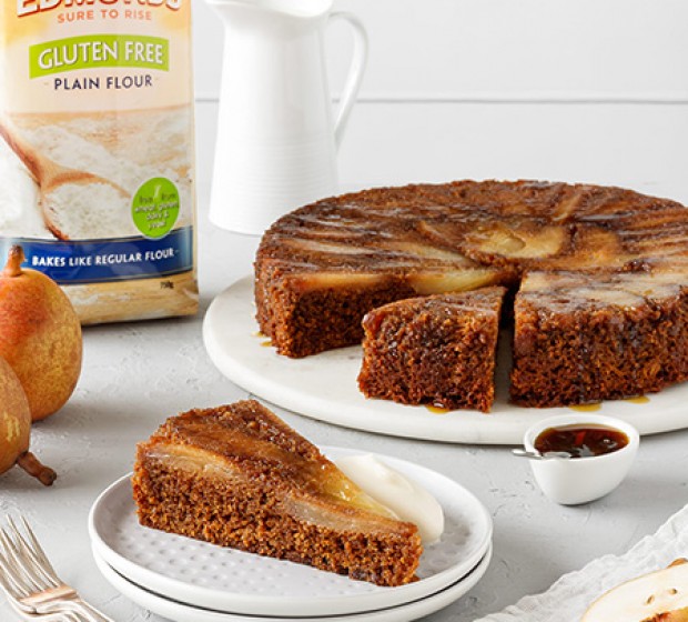 Gluten Free Upside Down Pear and Ginger Cake